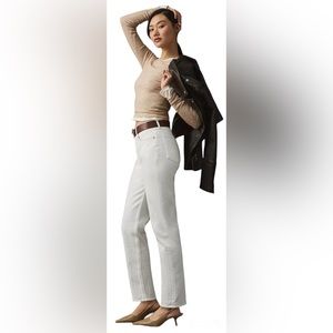 Rag & Bone Harlow Mid-Rise Straight Jeans in Optic White New With Tags